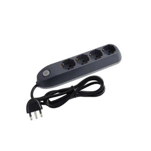 BTICINO POKER 4 MULTIPRESA CON 4 PRESE 2P+T SHUCKO/BIPASSO ITA CON INTERRUTTORE DI SICUREZZA SPINA SALVASPAZIO 16A CAVO 1.5 MT GRIGIO